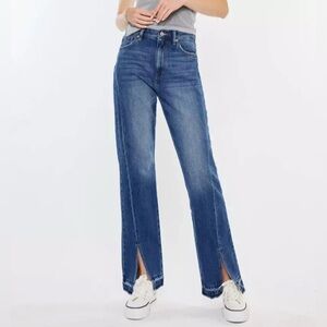 Kancan Medora Straight Leg Front Split Jeans